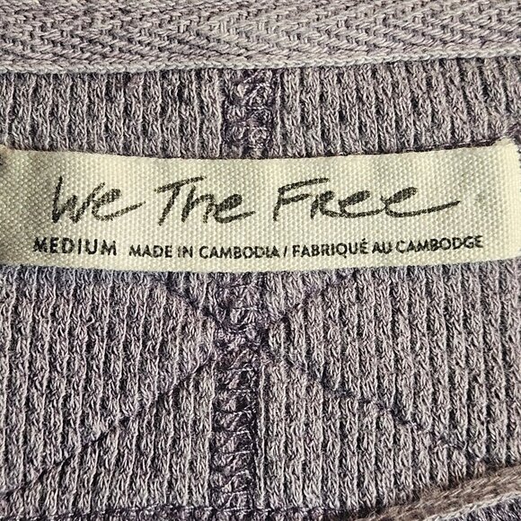 We The Free Waffle Knit Henley Top Medium Purple Loungecore Soft Grunge - Picture 4 of 11